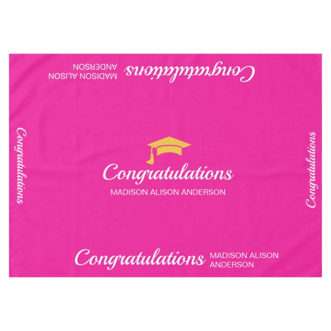 Pink Graduation Cap Tablecloth (Front (Horizontal))