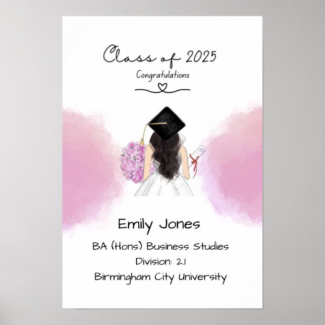 Pink Graduation certificate  Poster (Front)