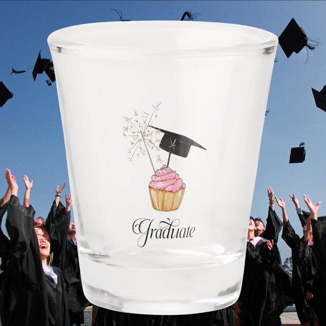 Pink Graduation Cupcake Graduate Shot Glass (Creator Uploaded)