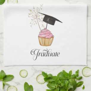 Pink Graduation Cupcake Graduate Tea Towel
