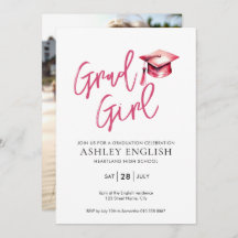 Pink Graduation Invitation - Grad Girl