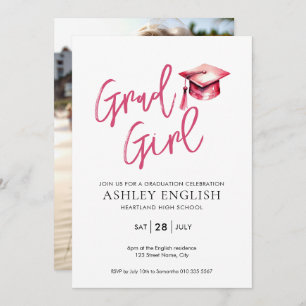Pink Graduation Invitation - Grad Girl