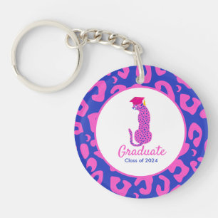 Pink Graduation Leopard Keepsake  Key Ring