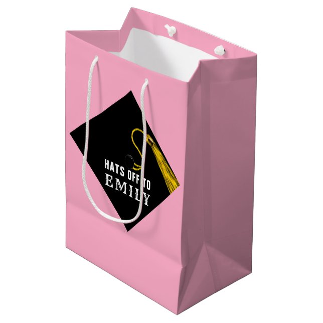 Pink Graduation Medium Gift Bag (Front Angled)