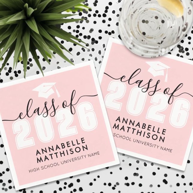 Pink Graduation Napkin (Graduate Pink Graduation Napkins)