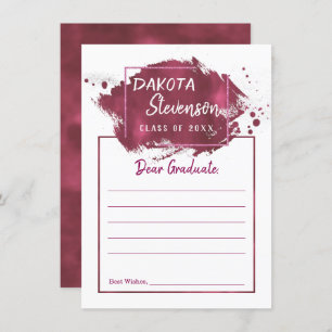 Pink Graduation   Paint Splatter Grad Party Advice Invitation