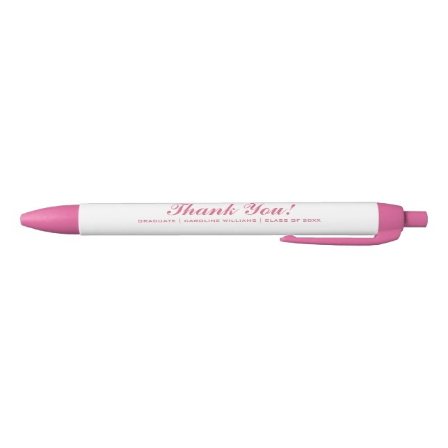 Pink Graduation Party Custom Favour Black Ink Pen (Bottom)