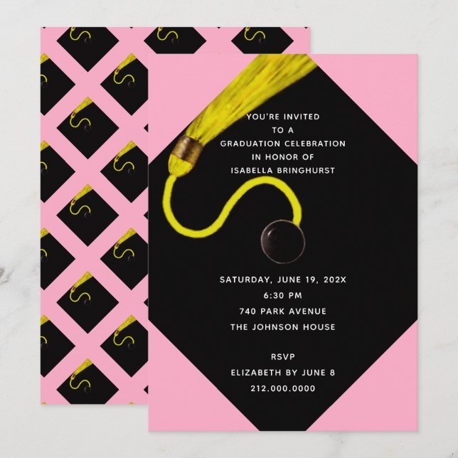 Pink Graduation Party Invitation (Front/Back)