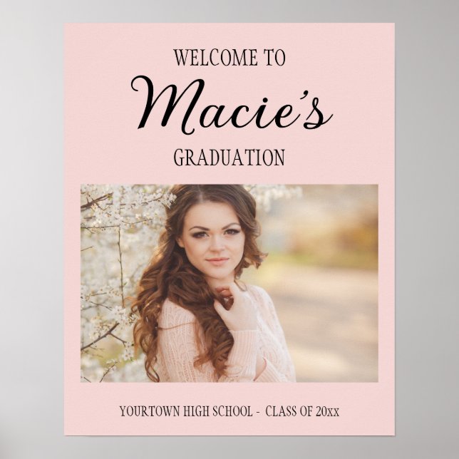 Pink Graduation Party Photo Welcome  Poster (Front)