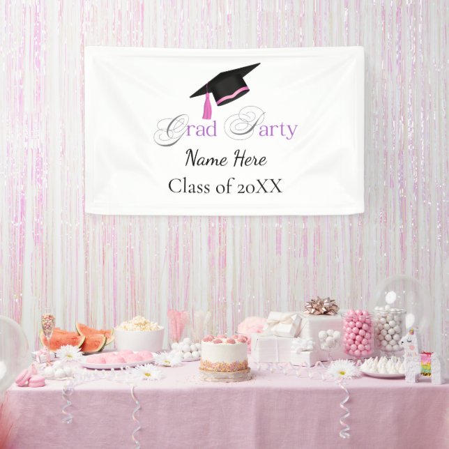Pink Graduation Party with Custom Name and Class Banner (Party)