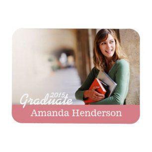 Pink Graduation Photo Announcement Magnet