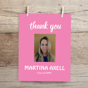 Pink Graduation Thank You Photo Postcard