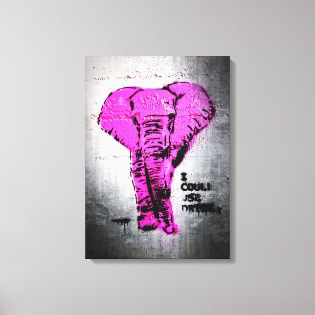 Pink Graffiti Elephant Canvas Print (Front)