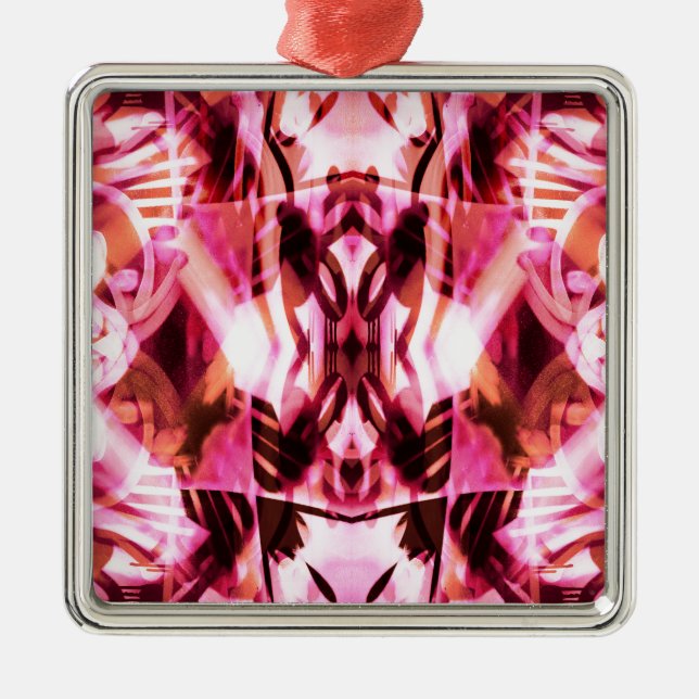 Pink graffiti pattern metal tree decoration (Front)