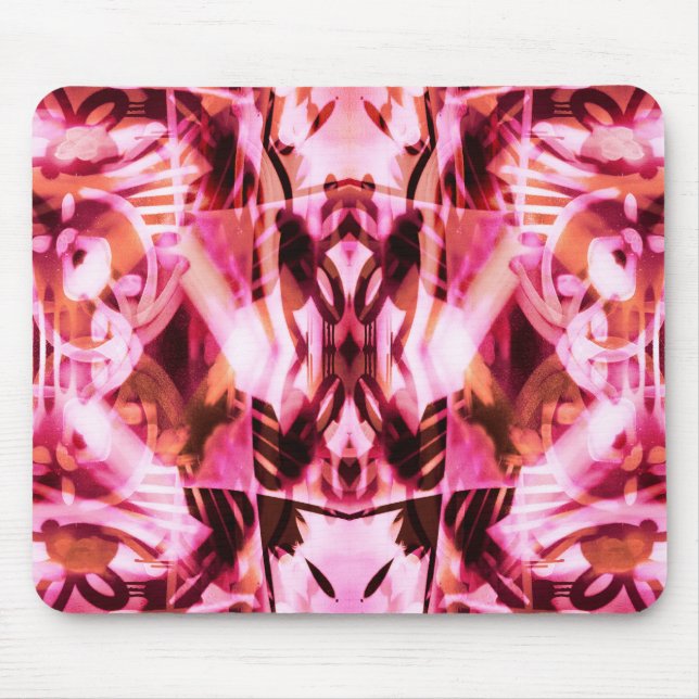 Pink graffiti pattern mouse mat (Front)