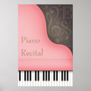 Pink Grand Piano Customisable Concert or Recital Poster