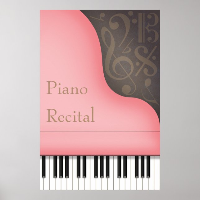 Pink Grand Piano Customisable Concert or Recital  Poster (Front)