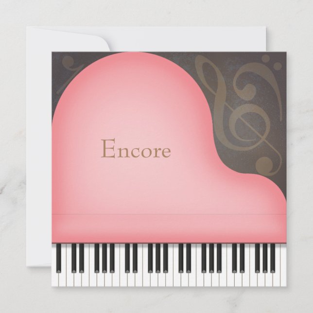 Pink Grand Piano Personalised Card (Front)