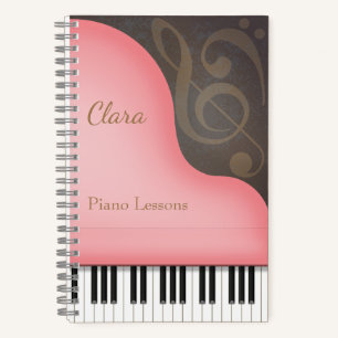 Pink Grand Piano Pianist & Music Lover's Custom Notebook