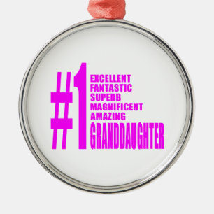 Pink Granddaughters : Number One Granddaughter Metal Tree Decoration