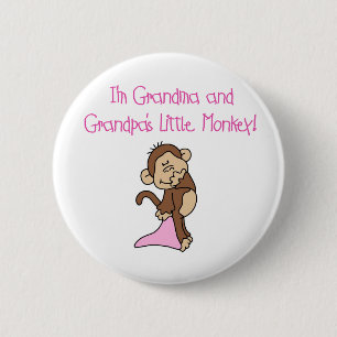 Pink Grandma and Grandpas Monkey 6 Cm Round Badge