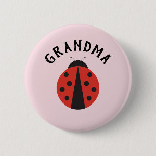 Pink grandma button for ladybug baby shower