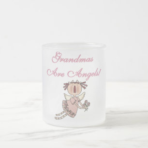 Pink Grandmas Are Angels Tshirts and Gifts Frosted Glass Coffee Mug
