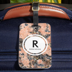 Pink Granite Rock Monogram Luggage Tag