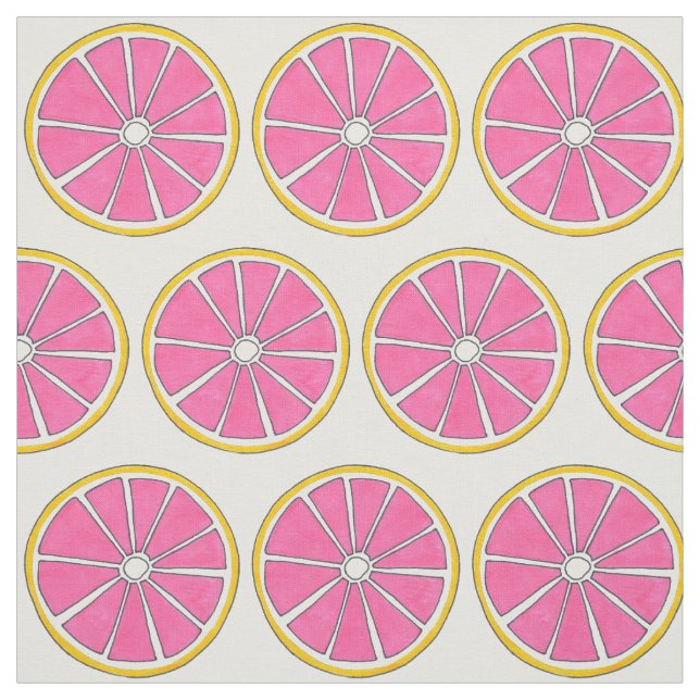 Pink Grapefruit Citrus Fruit Tropical Beach Fruity Fabric (Swatch)