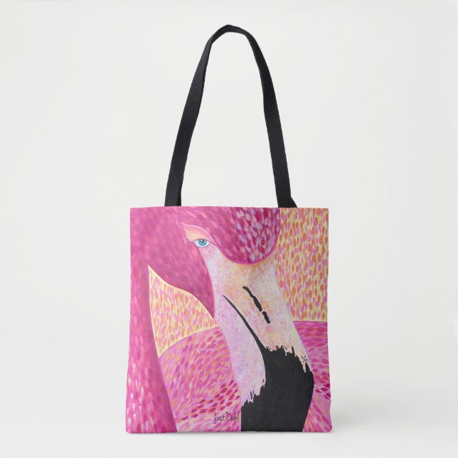 Pink Grapefruit Flamingo Tote Bag (Front)