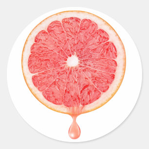 Pink grapefruit juice classic round sticker