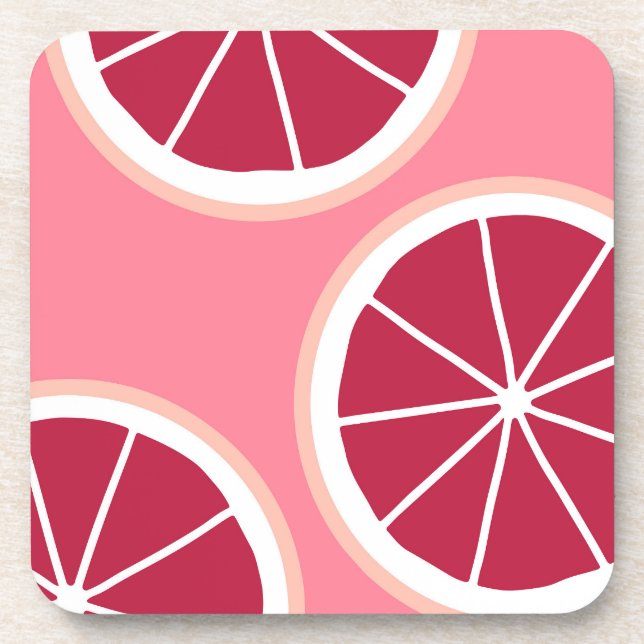 Pink Grapefruit Slice Coaster (Front)