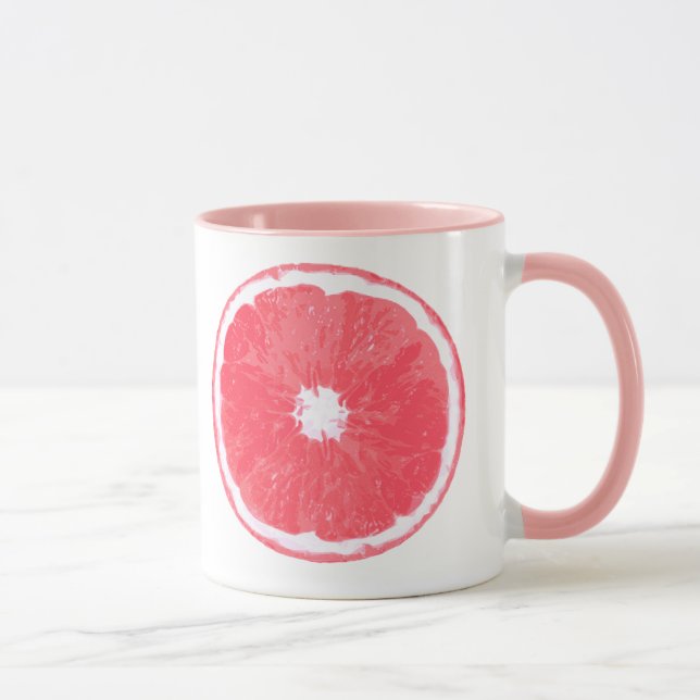 Pink Grapefruit Slice Digital Painting Mug (Right)