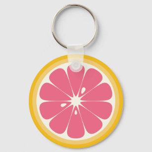 Pink Grapefruit Slice Key Ring