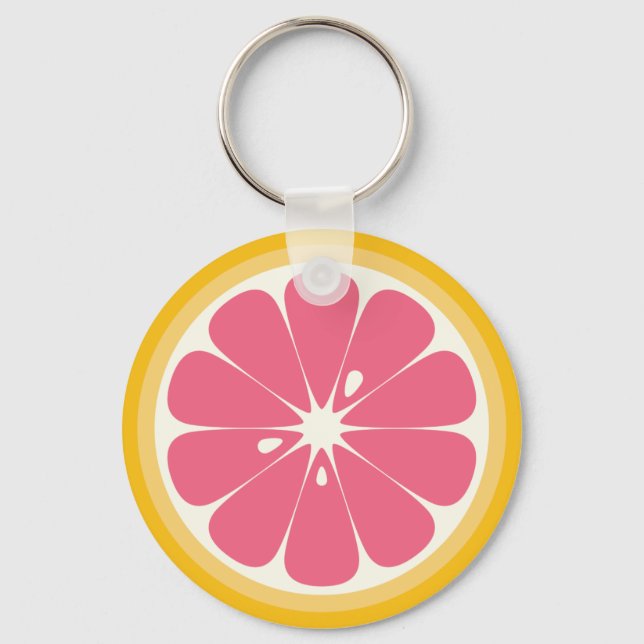 Pink Grapefruit Slice Key Ring (Front)