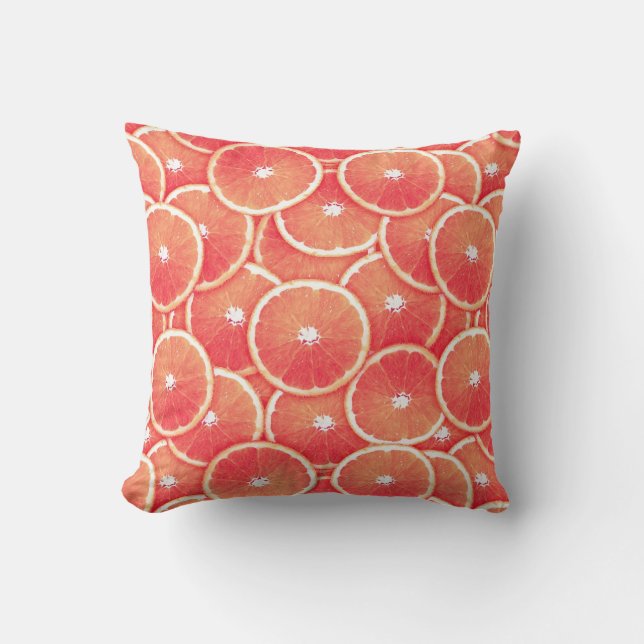 Pink grapefruit slices cushion (Front)