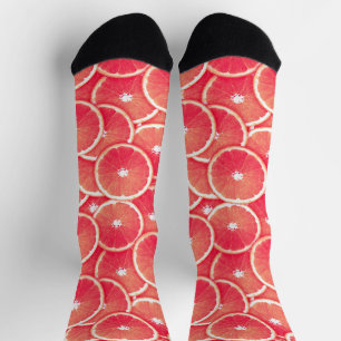 Pink Grapefruit Slices Digital Montage Socks
