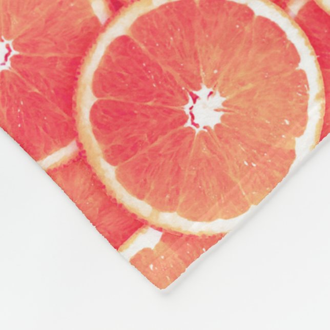 Pink grapefruit slices fleece blanket (Corner)