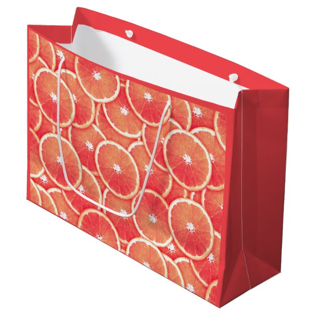 Pink grapefruit slices large gift bag (Front Angled)
