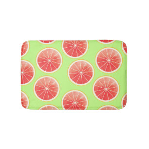 Pink Grapefruit Slices Pattern Bath Mat