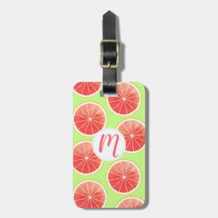 Pink Grapefruit Slices Pattern Luggage Tag