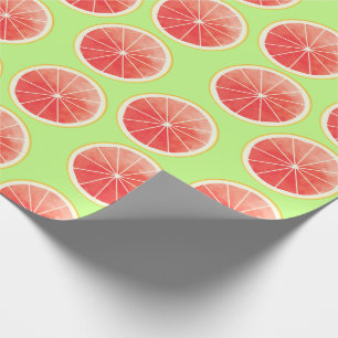 Pink Grapefruit Slices Pattern Wrapping Paper