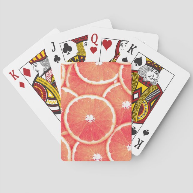 Pink grapefruit slices playing cards (Back)