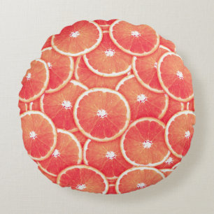 Pink grapefruit slices round cushion