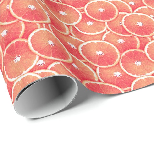 Pink grapefruit slices wrapping paper (Roll Corner)