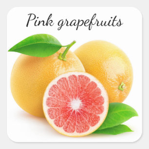 Pink grapefruits square sticker