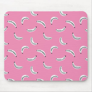 Pink graphic bananas - bold tropical fruit pattern mouse mat
