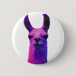 Pink Graphic Llama 6 Cm Round Badge