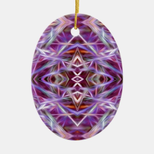 Pink Graphic Mandala Ceramic Tree Decoration (Front)