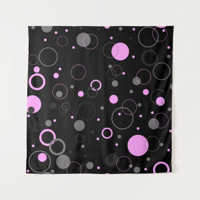 Pink Gray abstract seamless pattern with circles.  Tapestry (Front)